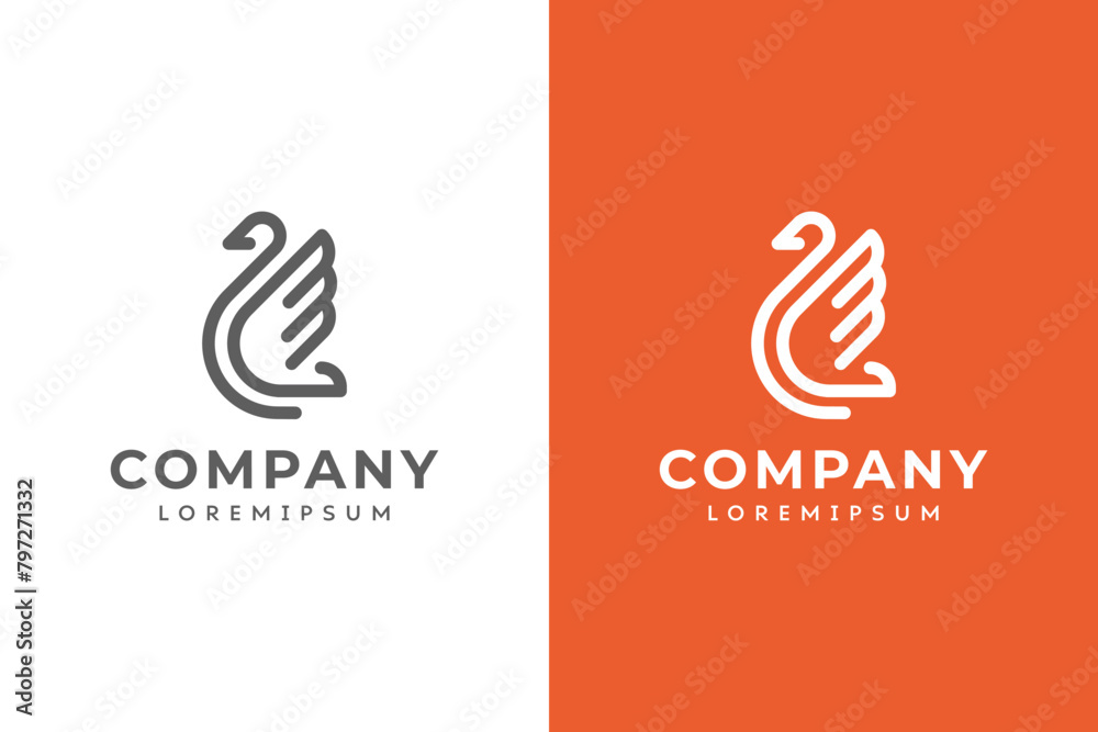 Swan logo with minimalist design style Swan logo with minimalist design style
