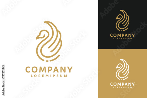 Minimalist line art swan logo