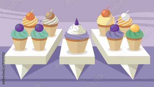 At an upscale wedding reception guests are treated to miniature cones filled with gourmet ice cream flavors such as chocolate orange and lavender.