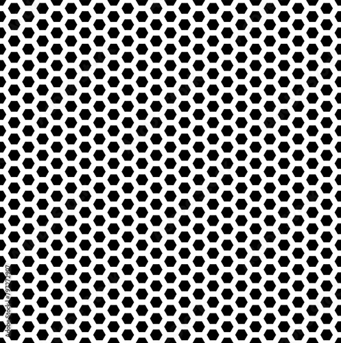 Seamless pattern. Black hexagons on white background.