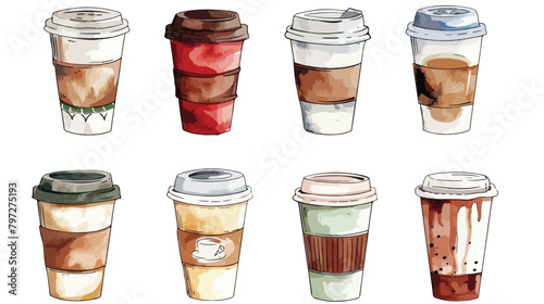 Travel element takeout cup paper coffee shop vector 