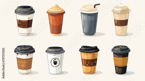 Travel element takeout cup paper coffee shop vector 