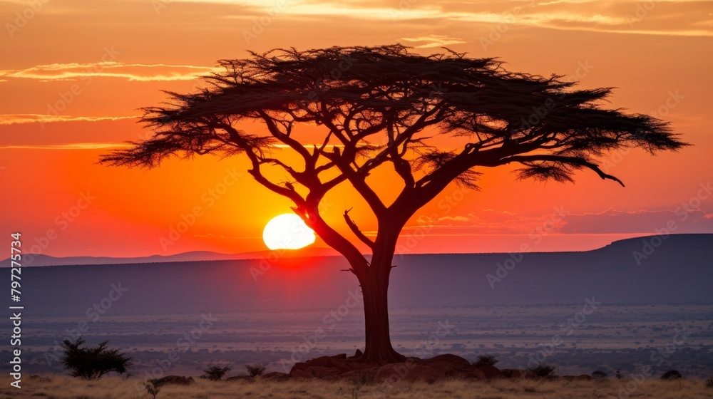 sunset over the tree.