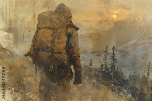 A lone wanderer in a post-apocalyptic world