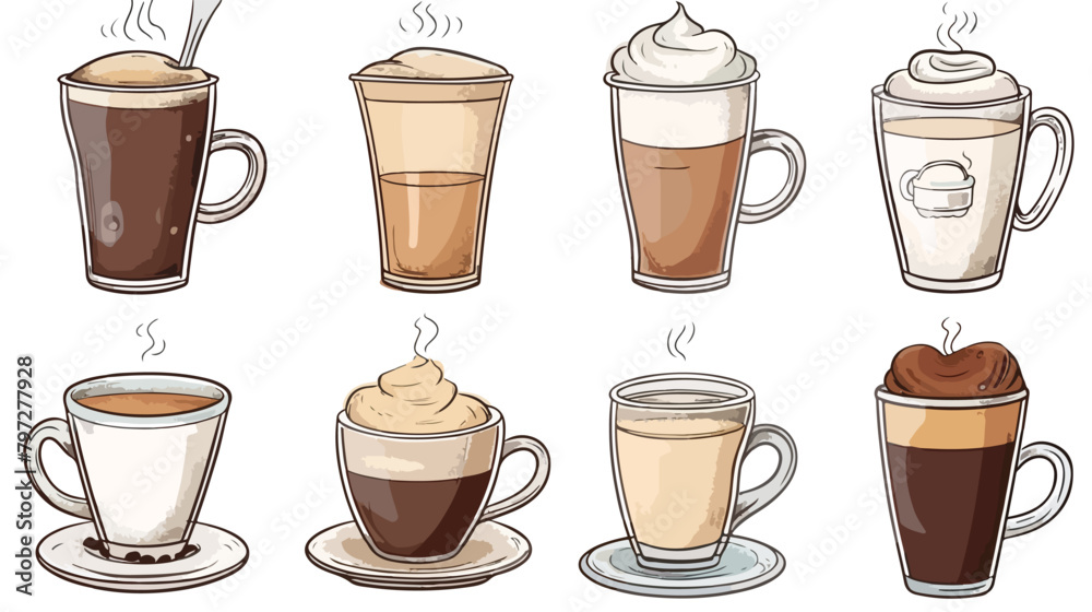 Types of coffee. Vector illustration. Coffee Recipes.