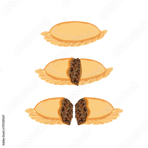 Hand drawn vector illustration of Empanadas or fried pie Latin America and Spanish food