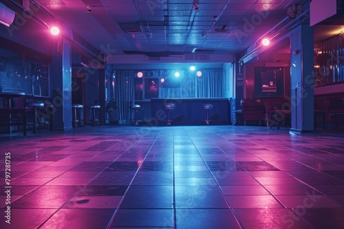 1980s empty disco floor dance nightclub flooring architecture. photo