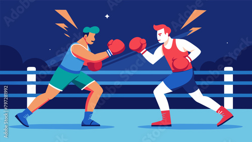 Two boxers spar in the ring both displaying incredible mental toughness as they push each other to their limits.