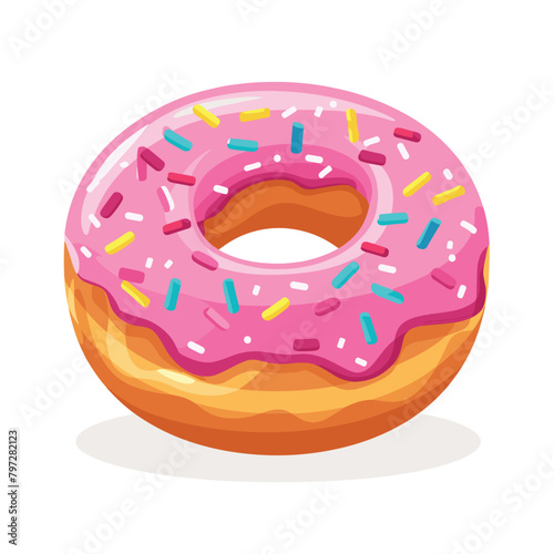 Pink donut flat simple illustration vector design