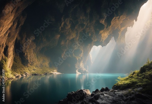 interior overlooks scenery captivating abyss Cave Vast