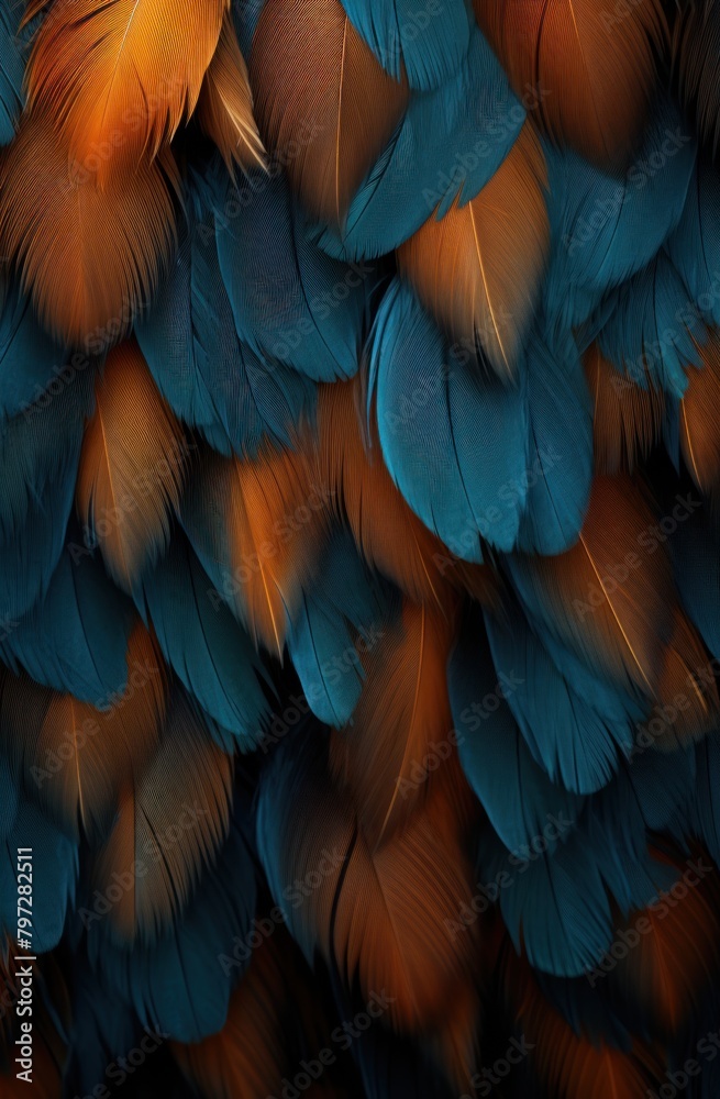 Fototapeta premium Close-up Texture of Colorful Bird Feathers