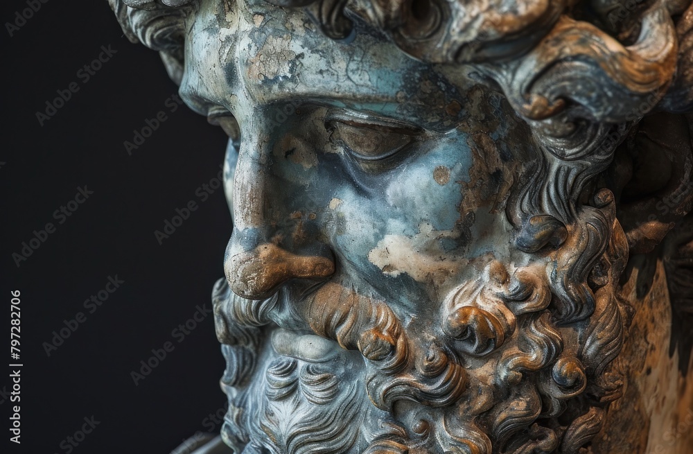 Close-up of an Ancient Sculpture's Face with Detailed Texture Close-up of an Ancient Sculpture's Face with Detailed Texture
