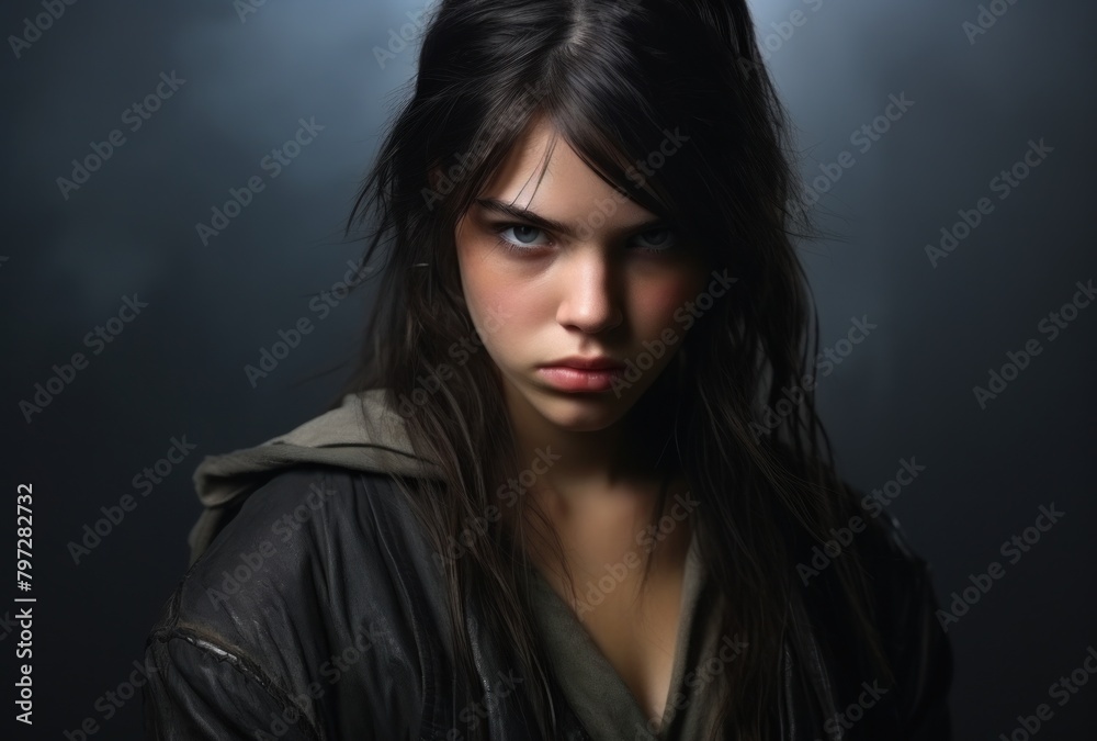 Intense young woman with a determined expression Intense young woman with a determined expression