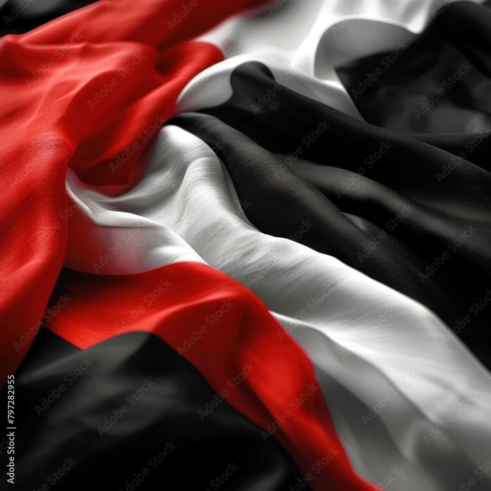 Elegant Waving National Flag of Yemen