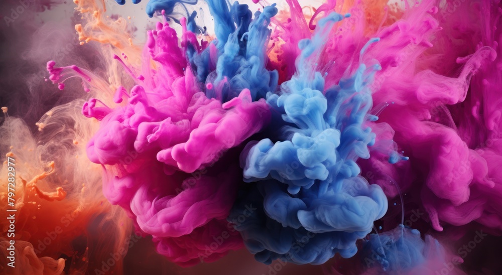 Vibrant Explosion of Colorful Ink in Water