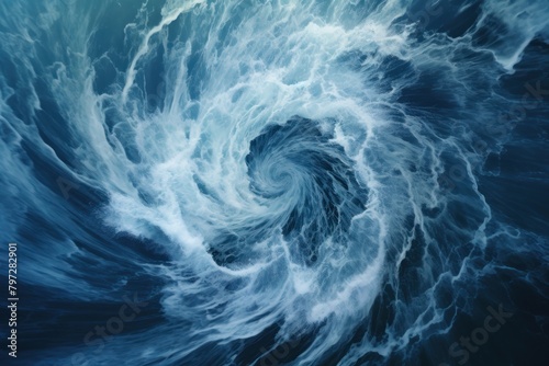 Abstract ocean whirlpool from above