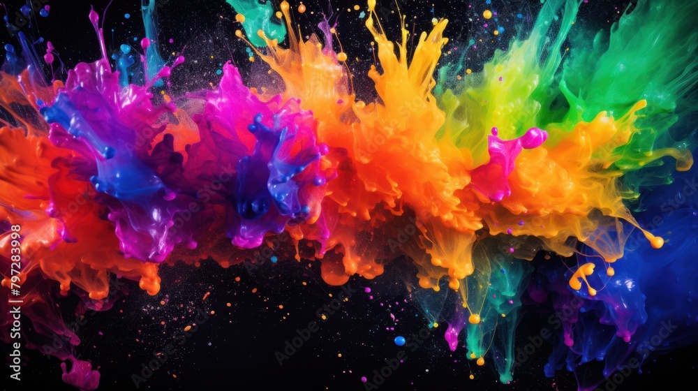 Vibrant Explosion of Colored Inks in Water