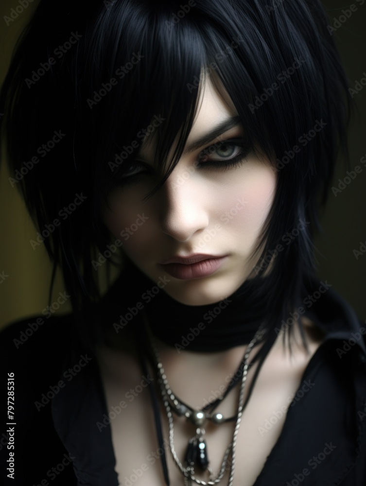 Portrait of a Person with Gothic Makeup and Style Portrait of a Person with Gothic Makeup and Style