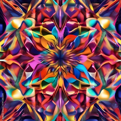 Abstract shapes and forms dancing in a kaleidoscopic display of motion and color, creating a mesmerizing spectacle for the viewer to enjoy, stimulating the senses and imagination4