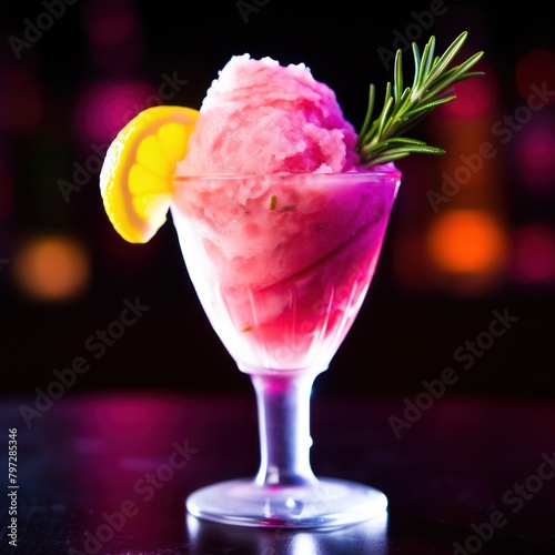 Wallpaper Mural Colorful Sorbet in a Glass with a Lemon Slice and Rosemary Garnish Torontodigital.ca