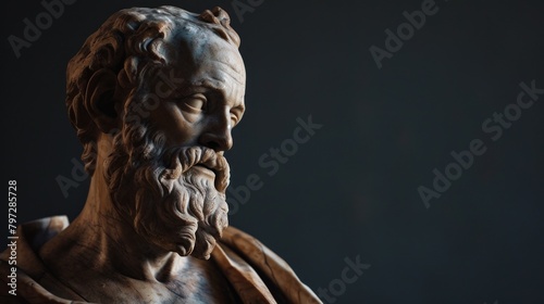 Classical sculpture portrait with dramatic lighting