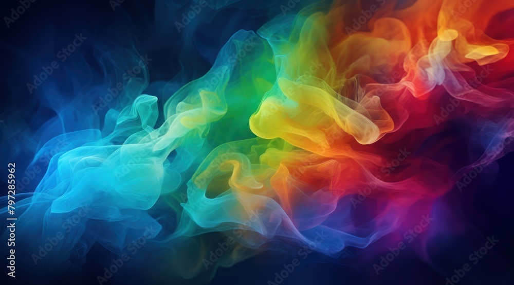 Vibrant Abstract Colored Smoke on Dark Background
