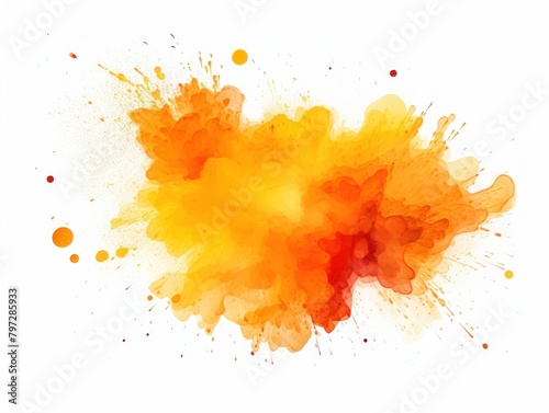 Vibrant orange watercolor splash on white background