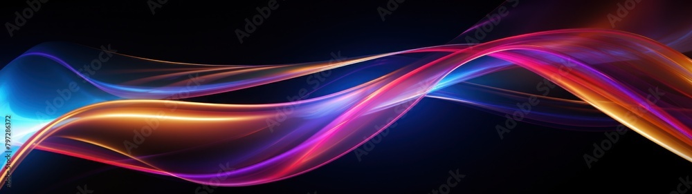 Abstract Colorful Light Waves on Dark Background Abstract Colorful Light Waves on Dark Background