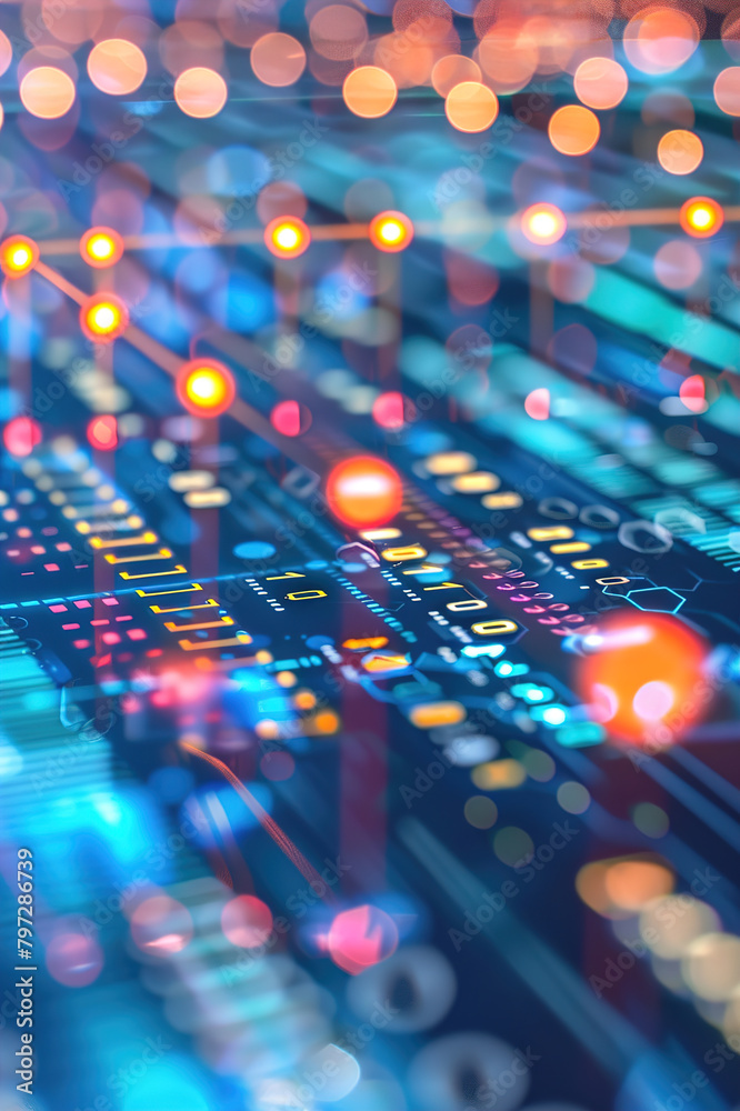 Dynamic data display: Streams of data flow through a digital network, symbolizing interconnected information. Dynamic data display: Streams of data flow through a digital network, symbolizing interconnected information.