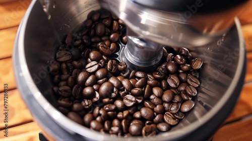 Rich, aromatic coffee beans in a close-up shot, super realistic photo