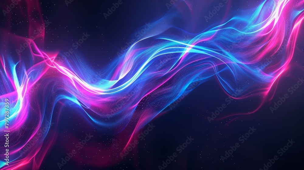 Neon futuristic flashes on black background. Motion light lines backdrop. For banner, postcard, illustration. Created with generative AI tools hyper realistic 