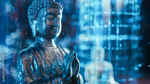 Buddhas serene face during Zen meditation a timeless piece of Buddhist art evoking deep peace