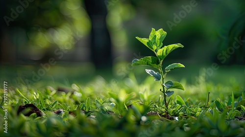 a single green bush by itself 