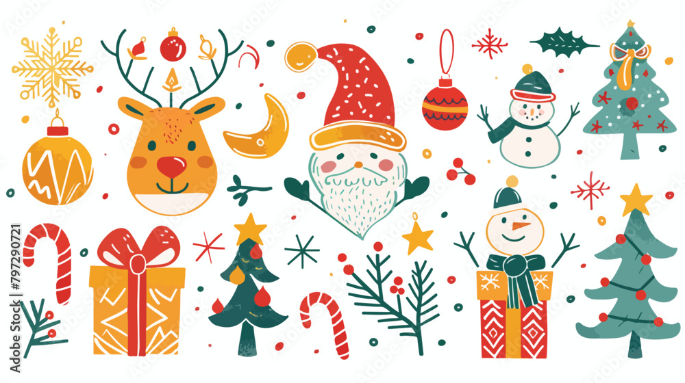 Vector collection of modern colored Christmas icons 