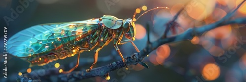 A beautiful and intricate digital painting of a steampunk grasshopper photo