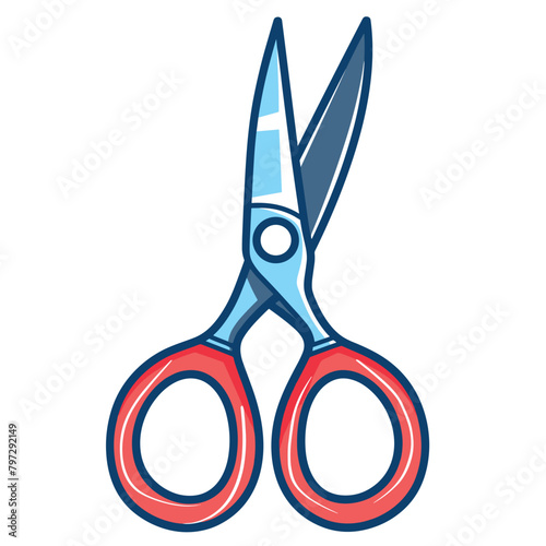 Red scissors flat style vector illustration