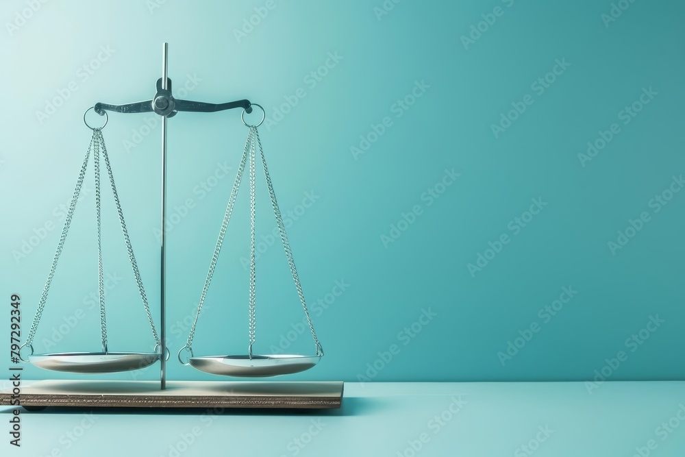 A set of scales on a blue background.