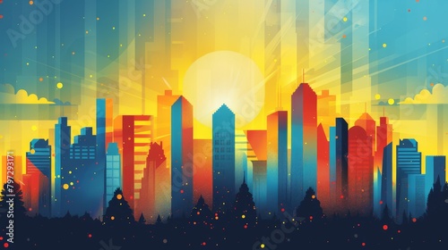Multicolor background design enhances the city life photo