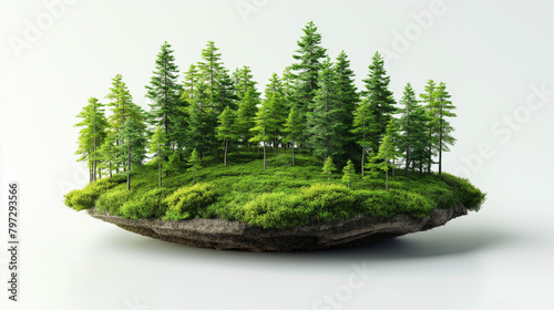 piece of green land isolated, creative travel and tourism off-road design trees.