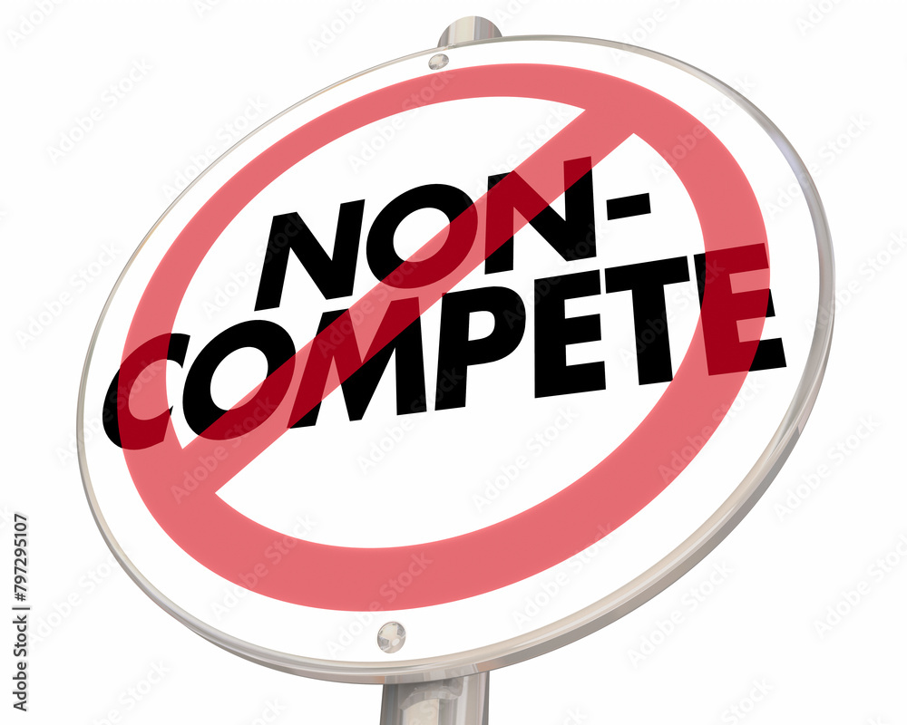 Naklejka premium Non-Compete Sign No Competition Symbol Warning Job Hire Worker 3d Illustration