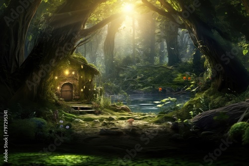 Fantasy world woodland outdoors forest.