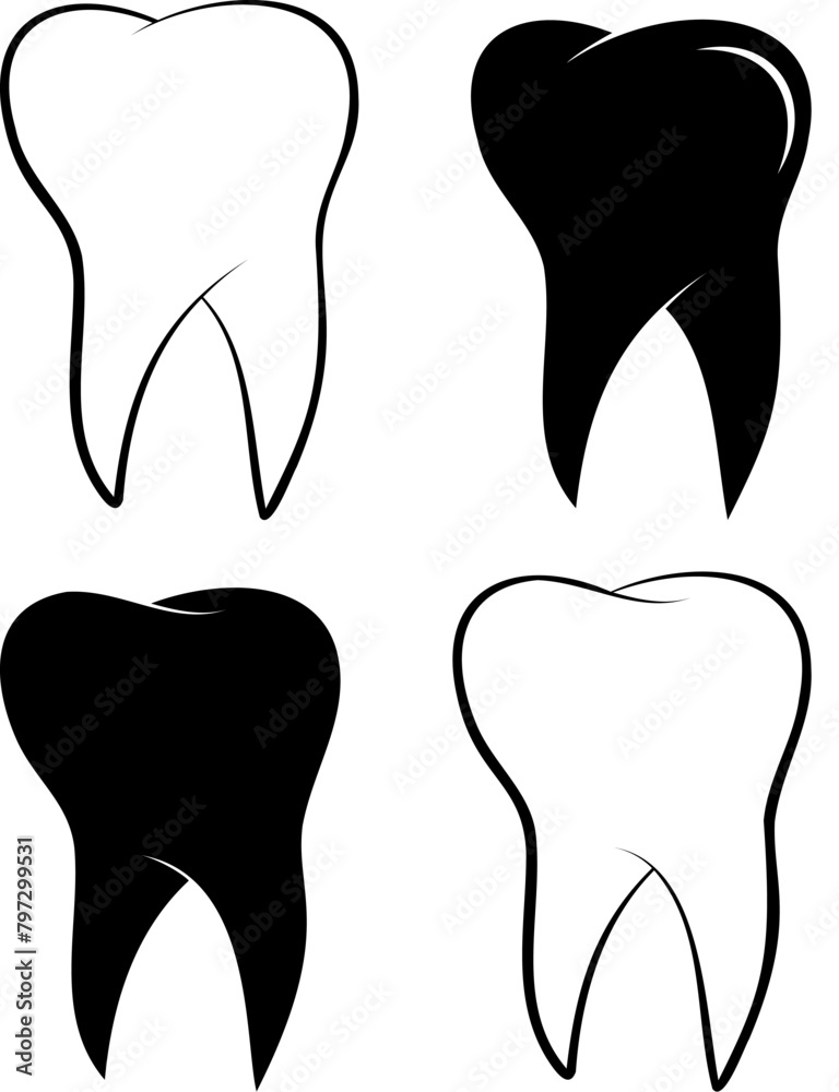 Simple tooth flat vector icon for design template. tooth icon on white plain background. Simple tooth flat vector icon for design template. tooth icon on white plain background.