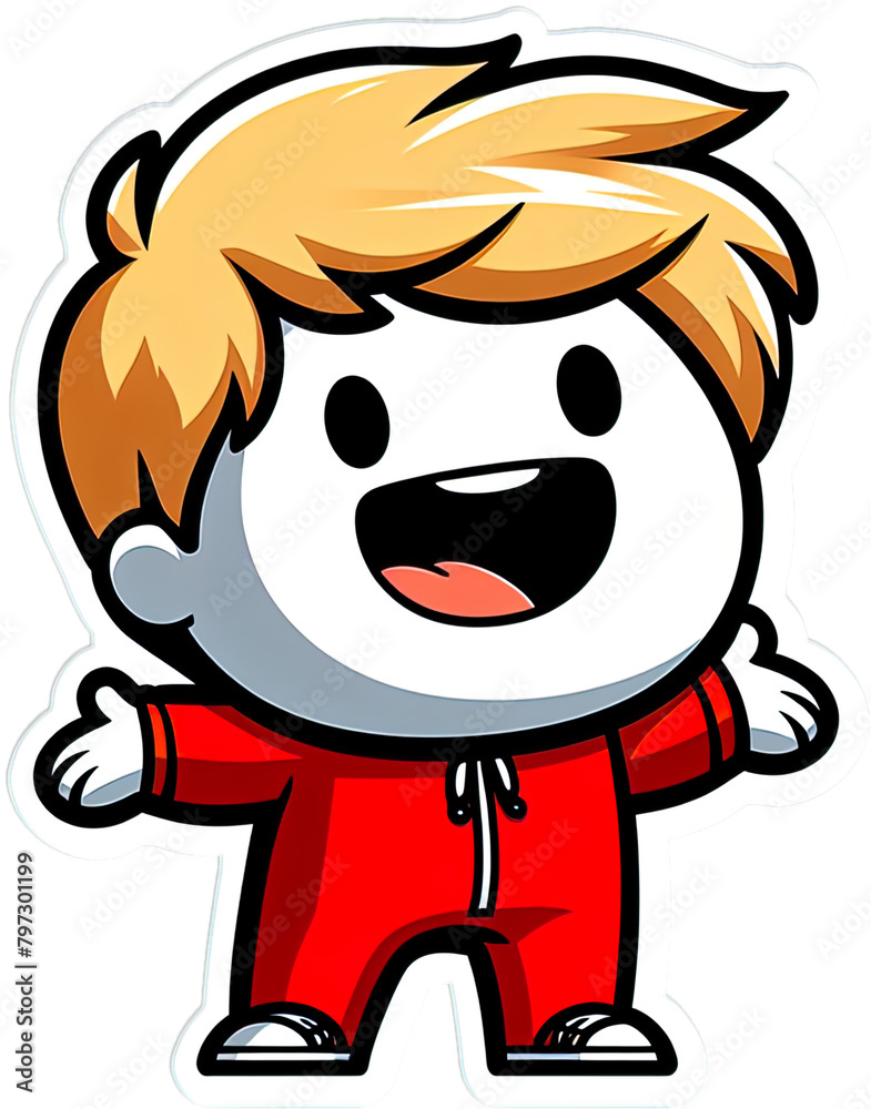 Fototapeta premium Eine kleine lustige Comicfigur im Vektor Sticker Format