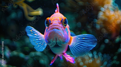 glowing fantasy fish looking at the camera 