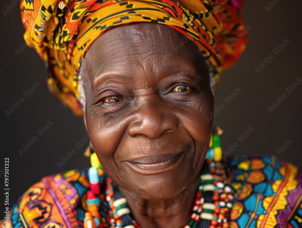 Portrait photo of elderly African women with dark background Portrait photo of elderly African women with dark background