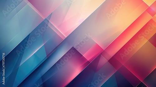 Vivid saturated geometric shapes with a diamond pattern and a blue to orange gradient.