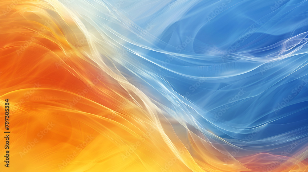 Orange  and blue Abstract Background ,Background with abstract lines ,Colorful Light Wave Abstract Background