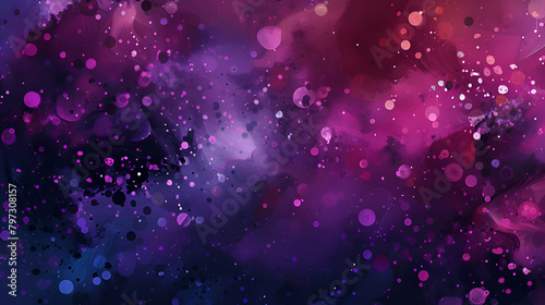 Bright abstract violet background with glitter Abstract background floating bubbles violet bokeh,A pattern with digital sparkling elements