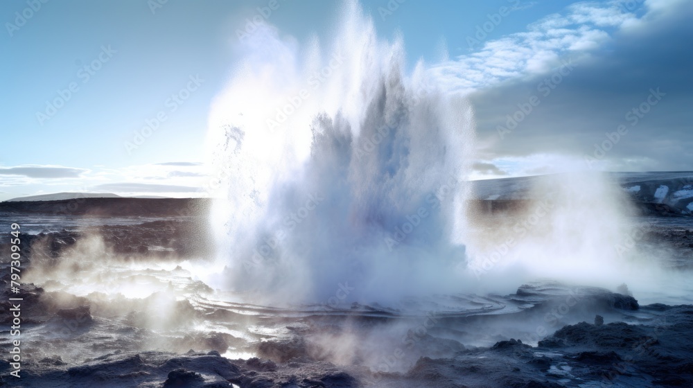 a geyser erupting in a field