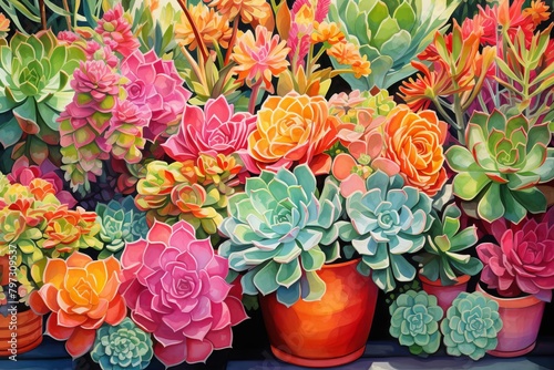 Succulents in Fiesta Colors Paint succulents in bright, festive colors like red, yellow, and green